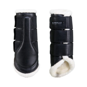 Stinchiere posteriori in eco pelle con eco-lana e chiusura a triplo velcro