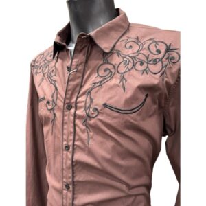 Camicia western da uomo in cotone con ricami - ULTIMO PEZZO - taglia XXL