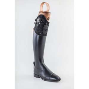 Stivali inglesi in pelle con top in camoscio decorato