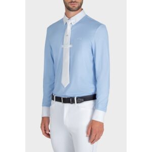 Polo da concorso uomo manica lunga modello Evik - ULTIMI PEZZI - colore AZZURRO