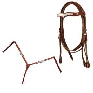 Briglia western con decorazioni argentate, completa di redini e pettorale -ULTIMO PEZZO-