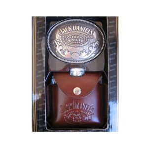 Fibbia jack daniel's con fiaschetta rivestita in pelle