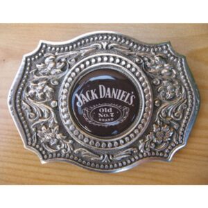 Fibbia per cintura jack daniel's in metallo inox con stemma circolare centrale