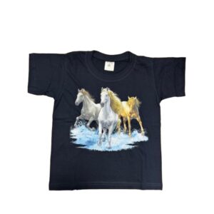 T-Shirt bambino in cotone con cavalli - ULTIMO PEZZO - misura 5/6 anni 110/116 cm