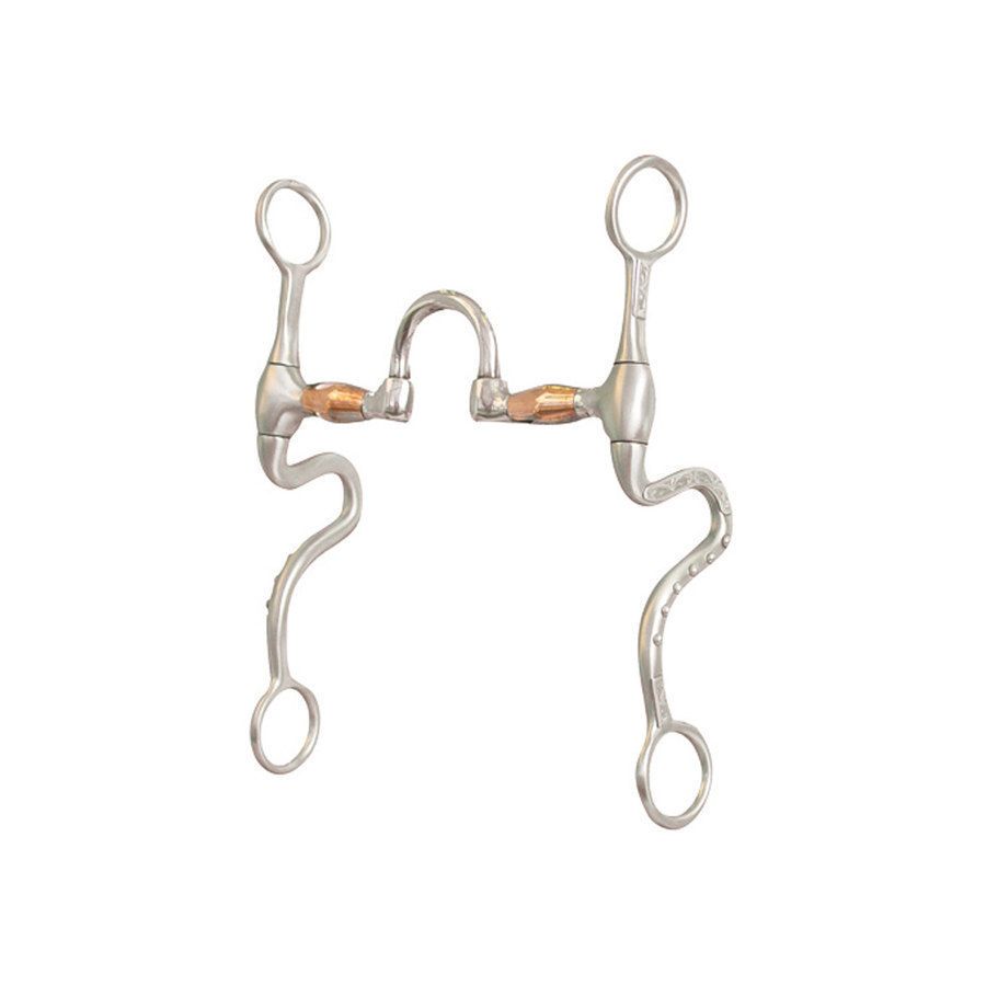 Morso western metalab correctional satinato, imboccatura con rulli in rame, aste curve decorate