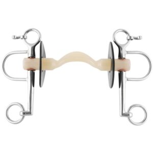 Pelham in gomma con collo d'oca e rosette incluse - chiamata da 55 mm, imboccatura Hard