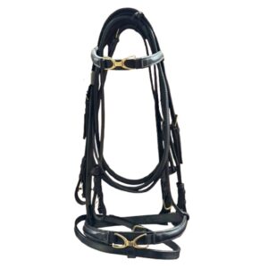 Briglia completa in cuoio e redini di gomma - ULTIMO PEZZO - taglia FULL colore NERO