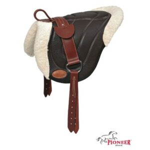 Bareback sagomato versione americana in pelle e lana con imbottitura in ovatta completo di sottopancia