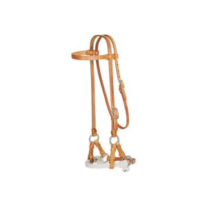 Side pull pool's in cuoio harness con cavezzina rawhide, senza morso