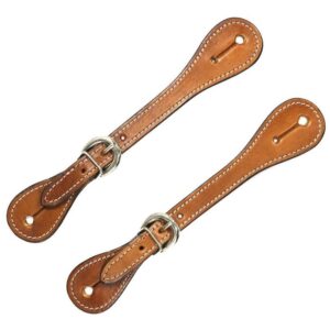 Cinturini western in cuoio liscio con cuciture