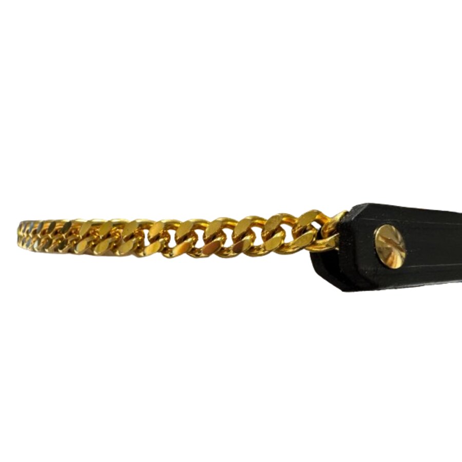 Frontalino a catena dorato con cuoio nero - ULTIMO PEZZO - taglia COB