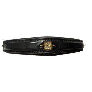 Frontalino USG in cuoio imbottito con strass incastonati oro e bianco - ULTIMO PEZZO - colore NERO taglia COB