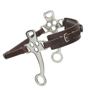 Hackamore con chiamate 3 fori nasiera imbott.c/sottob in cuoio