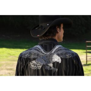 Camicia da uomo a righe con aquila ricamata sulla schiena White Eagle - ULTIMI PEZZI -