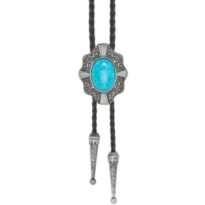 Bolo western con turchese, estremità decorative e chiusura a clip