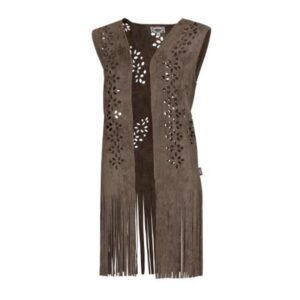 Vestito con frange in ecopelle W03