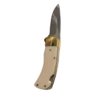 Coltello di pregio con impugnatura bianca e ottone