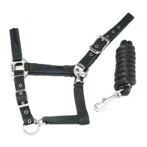 Cavezza Jaguar Collection con fibbie satinate e doppia regolazione completa di lunghina - ULTIMO PEZZO -