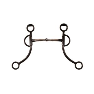 Morso western in ferro nero snodato, imboccatura inox con inserti in rame, aste lunghe