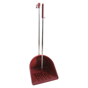 Pattumiera in plastica da scuderia con rastrello rosso