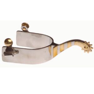 Speroni western inox larghi con riporti in ottone