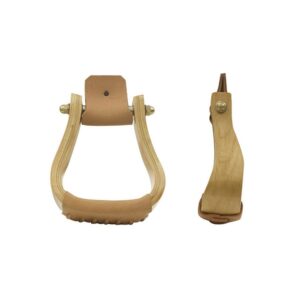 Staffe western in legno con pedane rivestite in cuoio e gomma